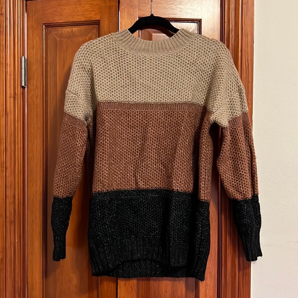Amazon waffle knit tri-colored sweater. one size